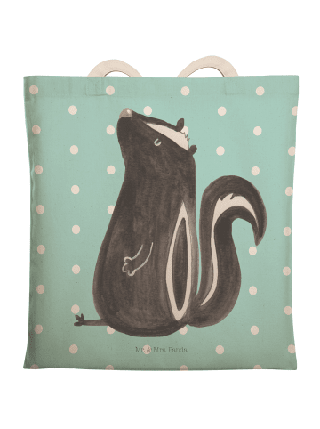 Mr. & Mrs. Panda Tasche Stinktier Sitzen ohne Spruch in Türkis Pastell