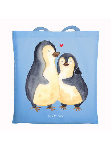 Mr. & Mrs. Panda Tragetasche Pinguin umarmen ohne Spruch in Sky Blue