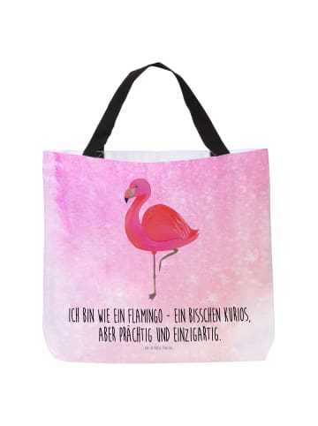 Mr. & Mrs. Panda Shopper Flamingo Classic mit Spruch in Aquarell Pink