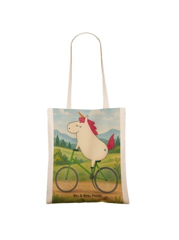 Mr. & Mrs. Panda Tote Bag Einhorn Radfahrer Design ohne Spruch in Weiß