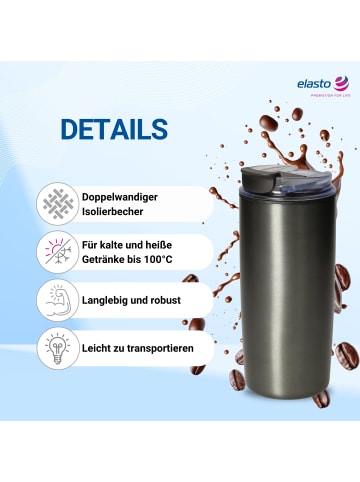 elasto Kaffeebecher "Arabica" in grau - 450 ml