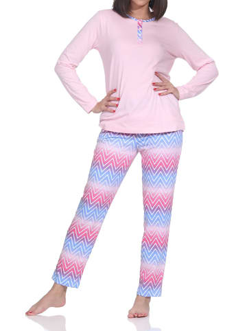 NORMANN Langarm Schlafanzug Pyjama Übergröße in rosa