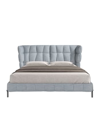 Angel Cerdá Bett 7211 in Hellblaues Grau / Dunkler Stahl – (B)239 x (H)234 x (T)109 cm