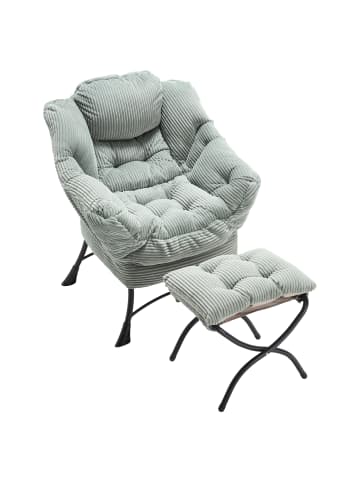 ABRIHOME Loungesessel in Hellgrün mit Ottomane Armlehnen und Seitentasche