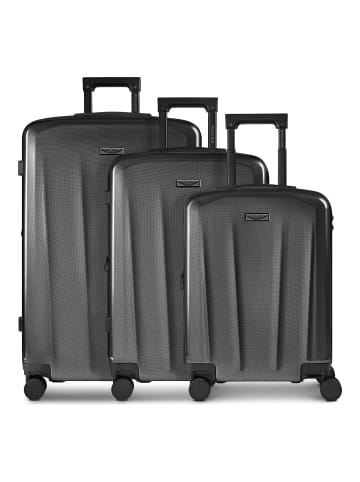 Police New York 4 Rollen Kofferset 3-teilig mit Dehnfalte black
