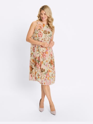 Sieh an! Plisseekleid in champagner-hortensie-bedruckt