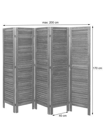 MCW Paravent G30 im Shabby-Look, Grau