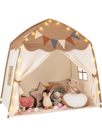 COSTWAY Spielhaus Kinder Indoor in Braun
