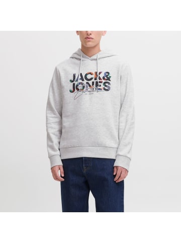 Jack and Jones JJGEPLAS Sweat Hood in Hellgrau