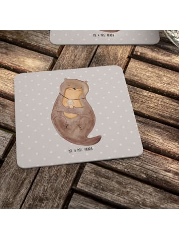 Mr. & Mrs. Panda Tischuntersetzer Otter Muschel ohne Spruch in Grau Pastell