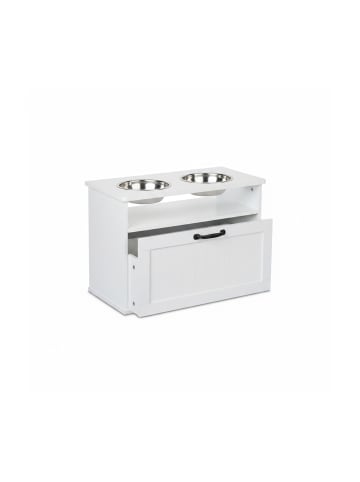 relaxdays Hunde-Futterstation in Weiß - (B)60 x (H)42 x (T)30 cm