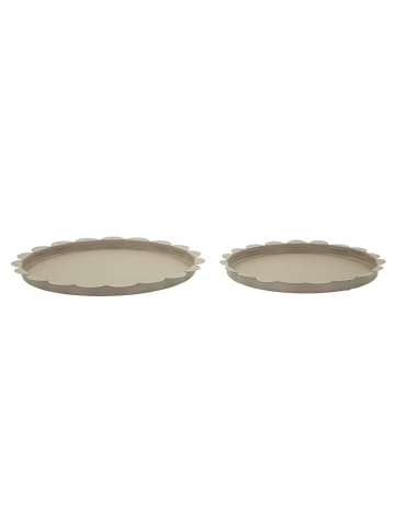 Mauro Ferretti Taubengraues Metalltablett, 2er-Set, Ø 33×2-27,5×2