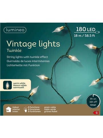 LUMINEO Lichterkette Vintage Lights Twinkle 180 LED 18 m in warm weiß