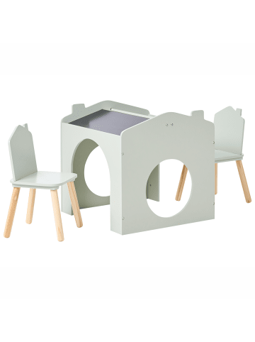 Beliani 3-tlg Kindertisch mit Stühlen QUILPIE in Grün/Braun