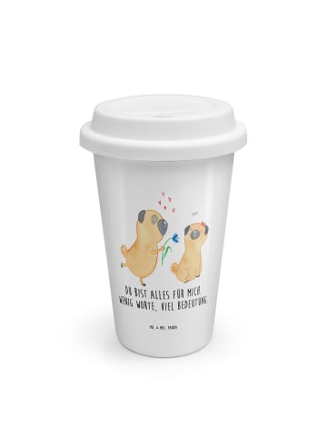 Mr. & Mrs. Panda Thermobecher To Go Mops Verliebt mit Spruch in Weiß
