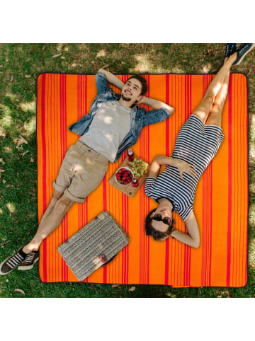 relaxdays Picknickdecke in Orange-Rot - (L)200 x (B)200 cm