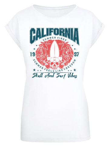 F4NT4STIC Extended Shoulder T-Shirt California skull summer vibes in weiß