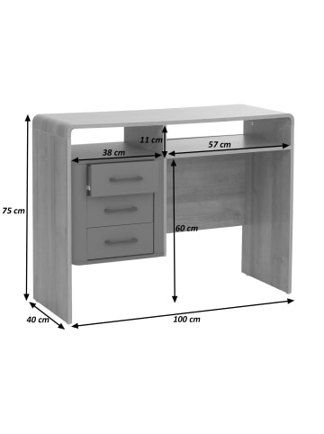 MCW Schreibtisch P43, Rivera-Eiche-Optik, dunkelgrau