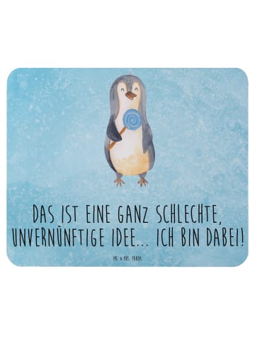 Mr. & Mrs. Panda Mauspad Pinguin Lolli mit Spruch in Eisblau