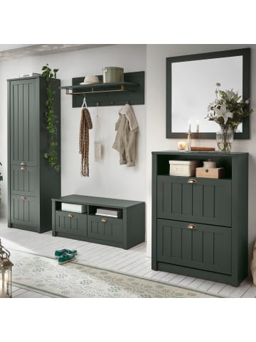 Furn.Design Garderobenkombination grün, Landhausstil, Garderobe Set 5-teilig 282 x 198 cm