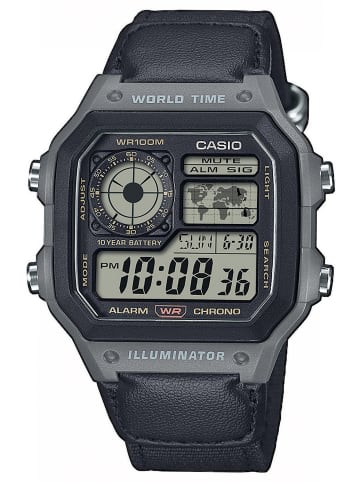 Casio Herren-Armbanduhr Digital mit Stoffband Anthrazit