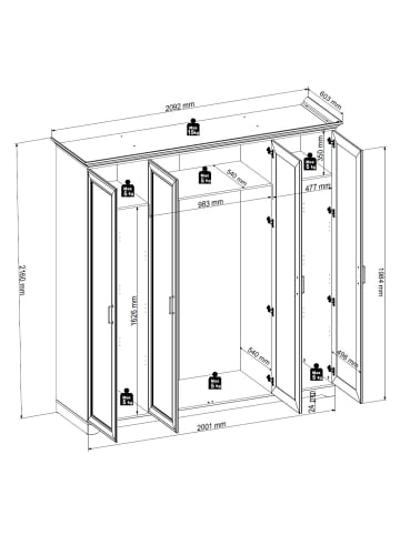 Feldmann-Wohnen Kleiderschrank Anga / 6 Einlegeböden Kaschmir 209,5 / 61 / 216cm