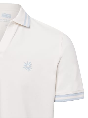 Finshley & Harding London Poloshirt in ecru hellblau - 0001