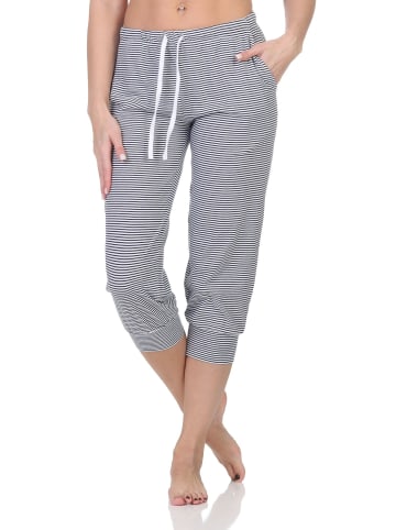 NORMANN Damen Pyjama Capri-Hose kurz Mix & Match in marine