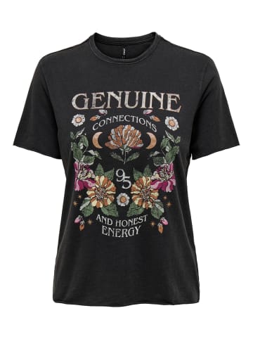 ONLY Bedrucktes T-Shirt Kurzarm Top mit Printed Schrift ONLLUCY in Schwarz-6