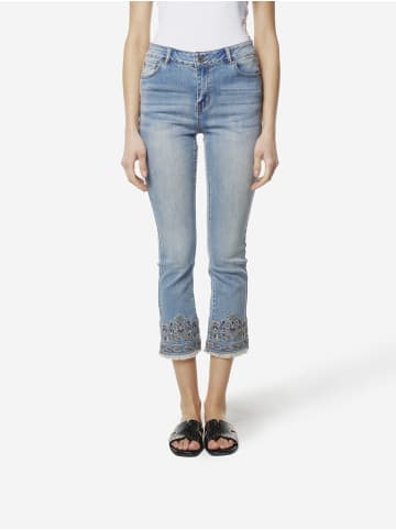 KOROSHI Gemusterte denim-jeans mit bestickung pushup in blau