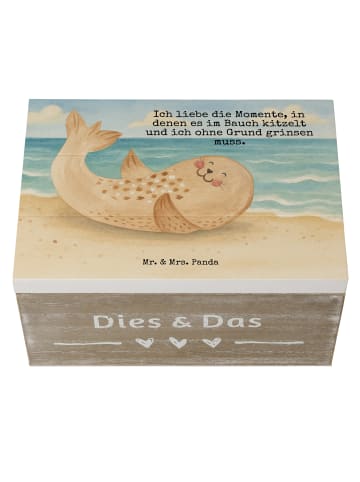 Mr. & Mrs. Panda Schatzkiste Robbe Liegen Design mit Spruch in Weiß
