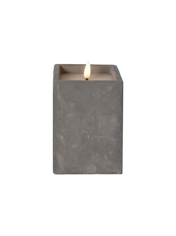 STAR Trading LED Blockkerze ,Flamme Cem', Zement, grau, 14,5cm