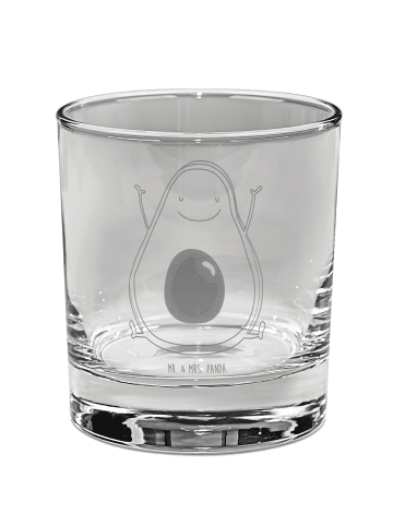 Mr. & Mrs. Panda Whiskey Glas Avocado Glücklich ohne Spruch in Transparent