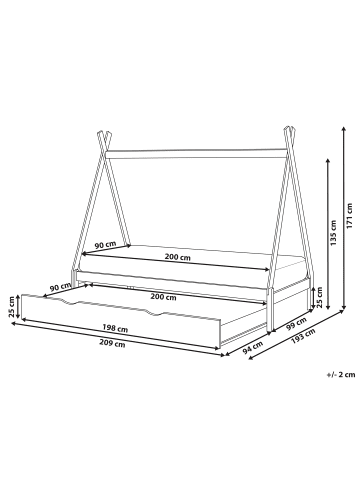 Beliani Kinderbett TALMONTIERS  in Weiß - (W) 99 x (H) 171 x (L) 209 cm