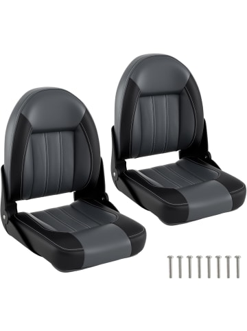 COSTWAY Hochlehner Bootssitz 2er Set klappbar in Schwarz