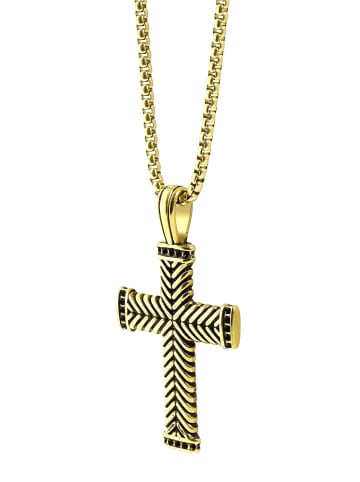 Adeliás Unisex Halskette mit Anhänger – Kreuz aus Edelstahl in schwarz