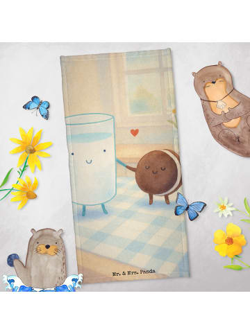 Mr. & Mrs. Panda sporthandtuch Milch Keks Design ohne Spruch in Weiß