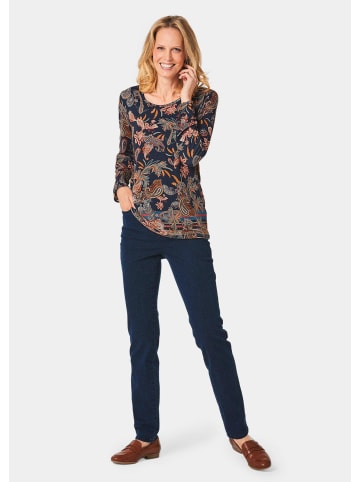 GOLDNER Druckshirt Druckshirt in kraftvollen Farben in marine / gemustert