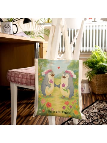 Mr. & Mrs. Panda Beutel Pinguine Lesbian Pride Design ohne Spruch in Weiß