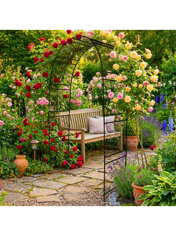 relaxdays Rosenbogen in Schwarz - (B)140 x (H)240 x (T)50 cm