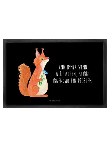 Mr. & Mrs. Panda Schmutzmatte Eichhörnchen Blume mit Spruch in Schwarz