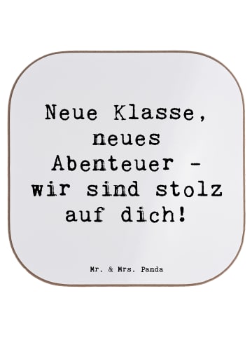 Mr. & Mrs. Panda Glas-Untersetzer Spruch Erster Schultag Abenteu... in Weiß