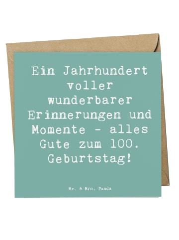 Mr. & Mrs. Panda Deluxe Karte Spruch 100. Geburtstag Erinnerunge... in Meeresbrise