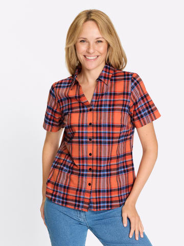 Sieh an! Karobluse in papaya-himmelblau-kariert