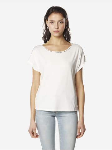 KOROSHI Damenhemd mit kurzen Ärmeln und Öffnung in weiß