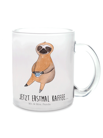 Mr. & Mrs. Panda Tasse Faultier Kaffee mit Spruch in Transparent