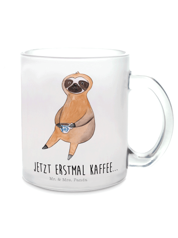 Mr. & Mrs. Panda Teetasse Faultier Kaffee mit Spruch in Transparent