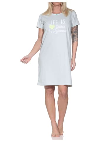 NORMANN Nachthemd kurzarm Frontprint 126 10 802 in grün