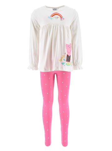 Peppa Pig 2tlg. Outfit: Langarmshirt und Leggings in Weiß