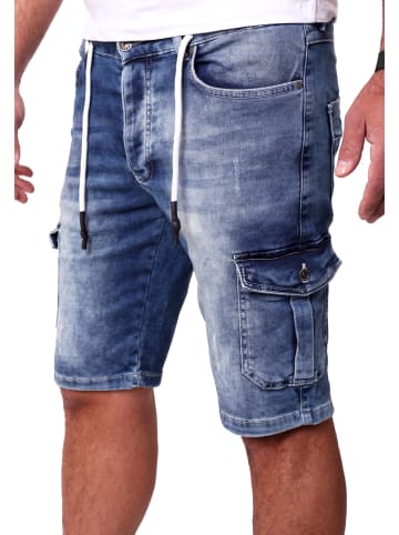 RESLAD Jeans Shorts Cargo-Shorts Sweatjeans in blau